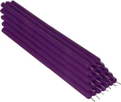 Produktbild von 25x Violett Bienenwachs 26cm Tafelkerzen Ritualkerze Osterkerzen Farbig 36337