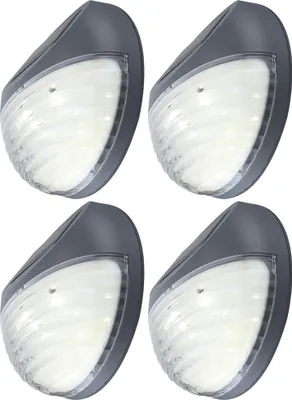 Produktbild von 4er Set LED Zaun Solarleuchten aus Kunststoff in Grau