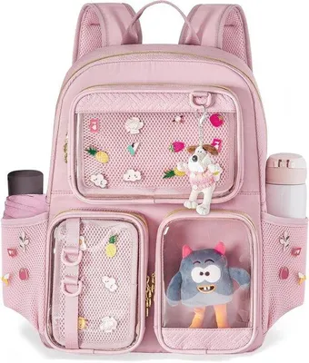 Produktbild von Kunststoff-Tasche mit Pin-Display, Konzerttasche, Cosplay-Tasche, mit Innenfach, Laptop-Tasche, Kawaii-Design