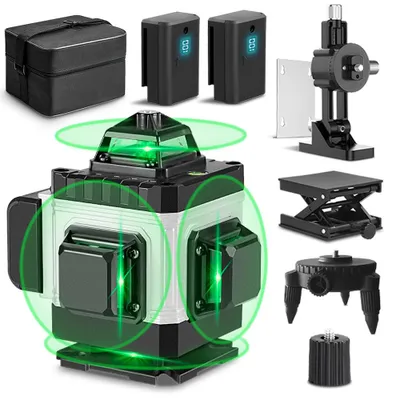 Zdjęcie produktu dla Poziomica laserowa, zielona 4D 16 linii laserowych krzyżowych Poziomica laserowa Samopoziomująca laser liniowy z 2 akumulatorami