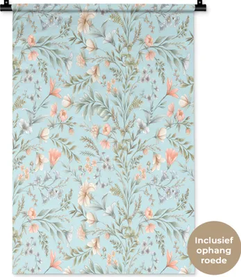 Produktbild von MuchoWow® Wandteppich Wandbehang Blumen - Frühling - Blau 60x90 cm Tapisserie Dekoration Wandtuch - Foto-Teppich - Abwaschbar