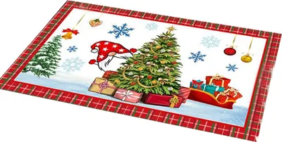 Produktbild von Weihnachtsteppich, bunter Druck, rutschfest, dekorativ, waschbar, verschleißfest, Neujahrs-Fußmatte, Eingangsteppich, Innen- und Außenbereich, Heimdekoration, Fußmatte