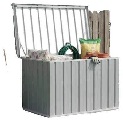 Produktbild von Gartenlagerbox, verzinkter Stahl, wasserdichtes Design, Hellgrau
