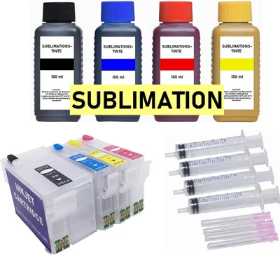 Image de Cartouches d'encre rechargeables T2711, T2712, T2713, T2714, T27XL + 400 ml d'encre à sublimation pour Epson WF-3620 3620 3640 7110 7210 7610 7615 762