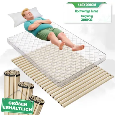 Produktbild von YZNAHRE Lattenrost 140x200cm Lattenroste mit 23 Leisten Rolllattenrost Rollrost bis ca. 300 kg Lattenrahmen mit Schwarz Gummiband für alle Matratzen Geeignet