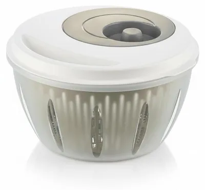 Produktbild von Hausleben Salatschleuder 4,5L BPA-frei – Salatspinner mit Deckel, Abtropfsieb & Schüssel – 3-in-1 Salatschüssel Set zum Waschen und Trocknen von Salat, Gemüse & Kräutern (Beige)