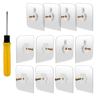 Produktbild von 12er Set selbstklebende Hängenägel ohne Bohren für Badezimmer, Küche und Abstellraum