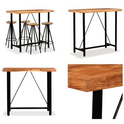 Produktbild von vidaXL 5 tlg. Bar Set Massivholz Akazie und Altholz - Bar-Set - Bar-Sets - Bartisch Und Barhocker - Bartische