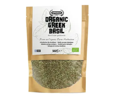 Produktbild von Apsogo Basilikum - Getrockneter  Basilikum aus Griechenland -  & aromatischer Geschmack, als Gewürz oder Basilikumtee (100g)