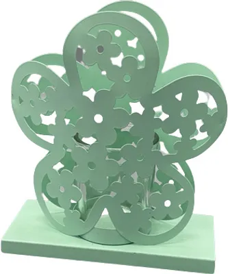 Produktbild von Teelichthalter Dekor Blume grün 13x14,5x6 cm aus Metall