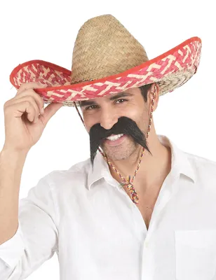Obrázek produktu pro Slaměný klobouk Sombrero Mexico červenobéžový - jedna velikost