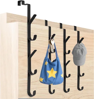 Imagen del producto de Ganchos para puerta de acero inoxidable, 4 unidades, cada uno con 5 ganchos, color , para ropa y toallas