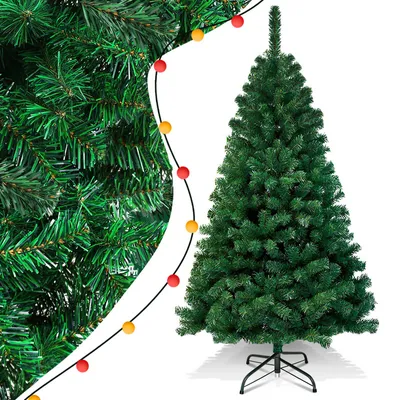 Immagine prodotto di Clanmacy Albero di Natale artificiale 180 cm Albero di Natale artificiale con supporto per albero Decorazione natalizia Verde PVC
