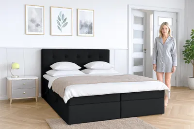 Image de AX LIVING Baunei Lit boxspring 180x200 avec sommier noir