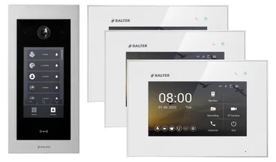 Produktbild von BALTER EVO HD Touch Silber Video Türsprechanlage Set bis 1000 Teilnehmer 3x7" Monitor Weiß