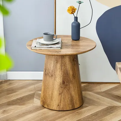 Produktbild von Runder Couchtisch 50 cm, Naturholzoptik, MDF, minimalistisch