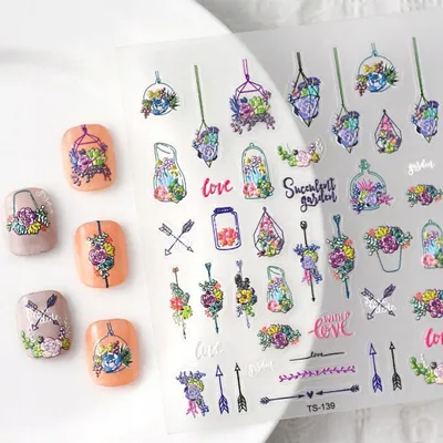 Imagen del producto de Calcomanías adhesivas 3D para uñas, con diseños convexos de flores