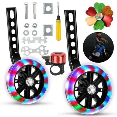Image de Roues stabilisatrices lumineuses - Roues stabilisatrices universelles - Roues stabilisatrices pour vélos pour enfants - Roues stabilisatrices pour adultes - Sécurité - Amusement