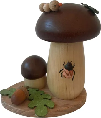 Produktbild von Kuhnert Räuchermännchen Räucherfigur Rauchpilz - Grünling 14 cm - Echt Erzgebirge