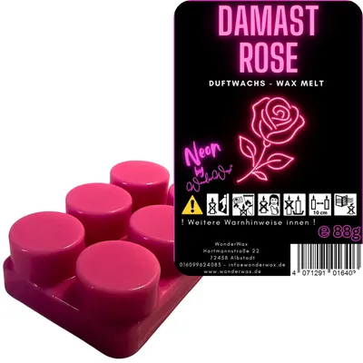 Produktbild von WonderWax Neon Duftriegel 6 x Duftwachs Kreise Wachsmelt Duftwachs Raumduft für Duftlampen Soja Wachs Melts Duftmelt Aroma Wellnes Kerzen Wärmer Wax Tarts Damastrose
