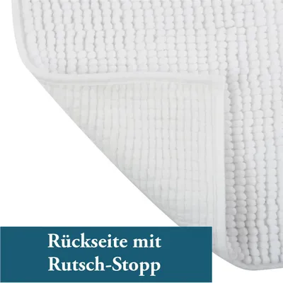 Zdjęcie produktu dla MSV zestaw 2 dywaników kąpielowych dywanik prysznicowy szenilowy dywanik kąpielowy z wysokim włosiem 40x60 cm + 60 x 90 cm - biały
