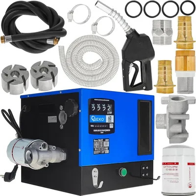 Immagine prodotto di Pompa autoadescante per trasferimento diesel gasolio 60 l/min 550 W con pistola automatica, contatore e filtro, distributore diesel gasolio, Geko