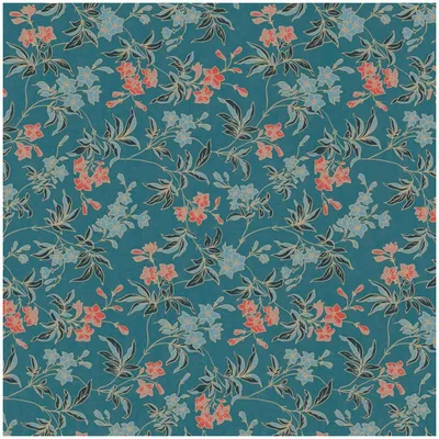 Produktbild von Profhome 390634-GU Blumen Tapete Floral matt blau petrol orange schwarz 5,33 m2