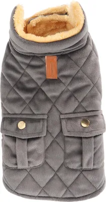 Produktbild von Winter-Hundejacke M, winddicht & gefüttert, mit Leinenöffnung & Klettverschluss, für Spaziergänge & Wandern – stylischer Kälteschutz, Dunkelgrau