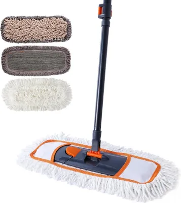 Zdjęcie produktu dla CLEANHOME zestaw 3 mopów na mokro i sucho Wysokiej jakości nakładki na mopy i wysuwany uchwyt