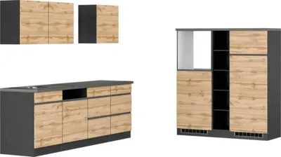 Produktbild von Held Möbel Küchenzeile ohne Geräte PISA 390 cm wildeiche matt zerlegt Variante reversibel 1127.6310