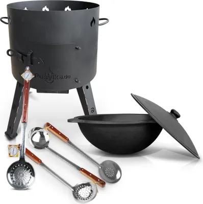 Produktbild von Feuerofen Utschak Ø 44 cm. mit Gusseisen Kessel Kazan 16 L Kasan Uchag Grill