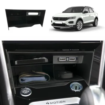 Obrázok produktu pre Úložná zásuvka do stredovej konzoly pre vozidlá VW T-ROC, modelové roky 2018-2024, farba: čierna, materiál: ABS plast