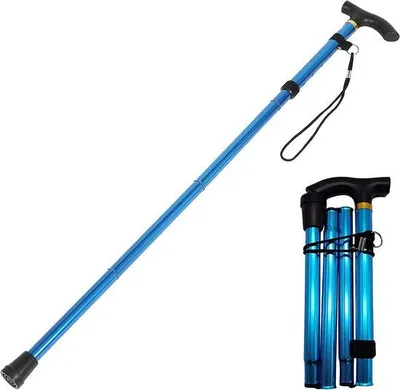 Obrázok produktu pre Nastaviteľné trekingové palice z ľahkého hliníkového zliatiny, ultralahké, vhodné na cestovanie, pre outdoorové aktivity, kempovanie a turistiku, modré, unisex.