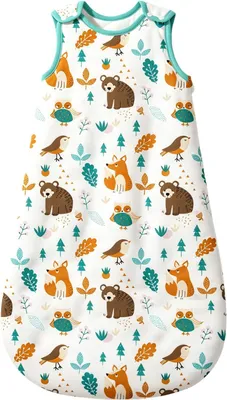 Imagen del producto de Saco de dormir para bebé, 2,5 Tog, 100% algodón, disponible en diferentes tamaños, con motivos de animales, ideal para otoño e invierno
