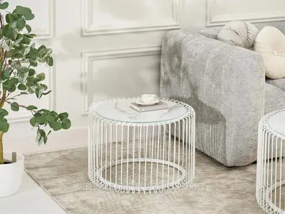 Obrázek produktu pro Designový konferenční stolek IRAKLI - bílý mramor / bílý