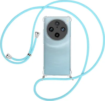 Produktbild von Handykette Backcover-Schutzhülle mit Band (Metall silberfarben) für vivo X100 Pro (V2324A) - himmelblau