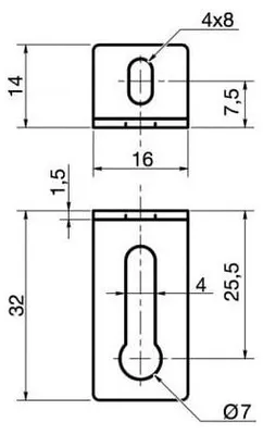 Produktbild von Halterungen Einstellung 14x32x16 2 Löcher Verzinkt