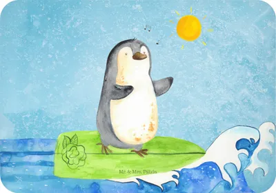 Produktbild von Mr. & Mrs. Panda Kühlschrankmagnet Pinguin Surfer - Eisblau - Geschenk, Motiviert, Notizhalter, Portugal, Optimistisch, Urlaub, whiteboardmagnet, Hawaii, haftmagnet