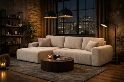 Produktbild von Kaiser Möbel Ecksofa mit Schlaffunktion und Bettkasten L-Form Ivo L, Cordstoff Poso, Dunkelbeige, Links