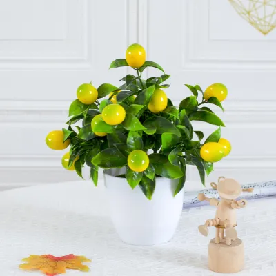 Produktbild von künstliche zitronengrüne Pflanze Bonsai gefälschte Zitronenfrüchte Pflanze Topf -Orament für Garten Heimdekoration