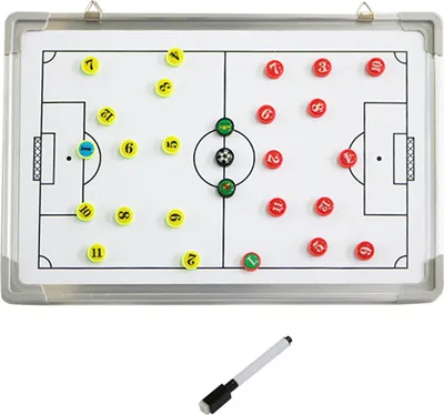 Produktbild von 1 Set trocken abwischbare Fußball-Anzeigetafel mit löschbarem Stift, professioneller Marker für Trainer, Trainings-Schreibtafel für Fußballschiedsrichter, Taktiktafel, perfektes Geschenk für Trainer, Zubehör für Fußball-Trainerausrüstung