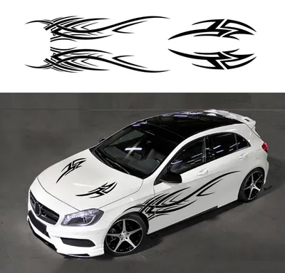 Produktbild von Autoaufkleber, Flammen-Design, Rennstreifen, Schwarz, 4 Stück