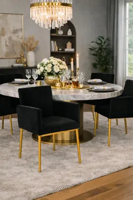 Zdjęcie produktu dla Eleganckie Krzesło do salonu Avanti Gold aksamit złota metalowa podstawa komplet 2 sztuki