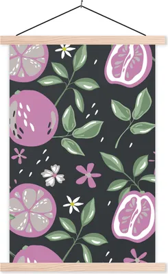 Produktbild von MuchoWow® Textilposter Sommer - Obst - Blumen 120x180 cm mit holzfarbenen Rahmen - Textil-Plakat