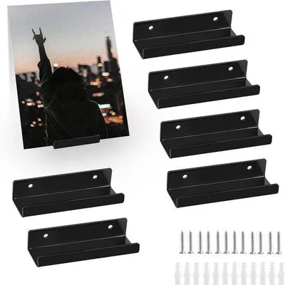 Produktbild von Famanu Wandhalterung für Schallplatten - 6 Stück Vinylplattenregal - 10 x 35 x 2 cm - schwarz