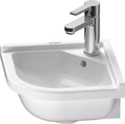 Produktbild von Duravit Eck-Handwaschbecken Starck 3 43x38cm, m HL, ÜL, Hahnlochbank, weiß