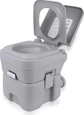 Produktbild von Happyment® Mobiles Camping-Toilette 22L – Hoher Sitz – Tragbares WC mit Eimer & Deckel – Toilettenstuhl – Schwarz