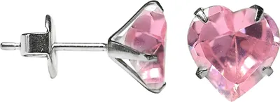Produktbild von Silber Ohrstecker mit Herz in verschiedenen Farben und Größen Farbe - Pink Größe - 7 mm