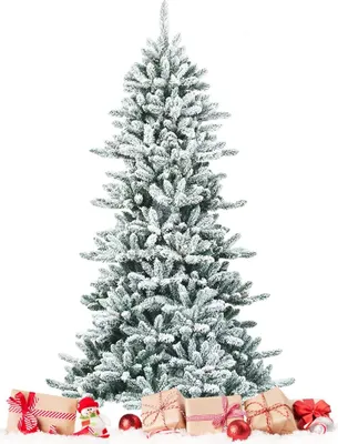Produktbild von 210 cm künstlicher Weihnachtsbaum mit Schnee, Aufklappbarer Tannenbaum mit 1108 Spitzen & Metallständer & Tannenzapfen, Christbaum für Zuhause, Geschäft, Büro, Ferien Dekoration
