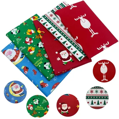 Produktbild von Set mit 5 großen Weihnachtsstoffen für kreative Projekte